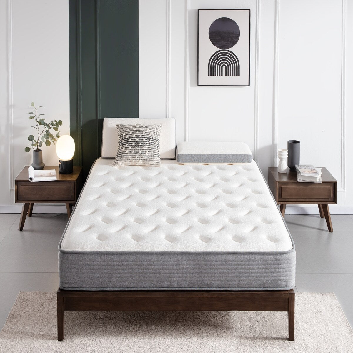 Matelas à ressorts ensachés en mousse à mémoire de forme, soutien du sommeil, sensation de fermeté moyenne, livré dans une boîte