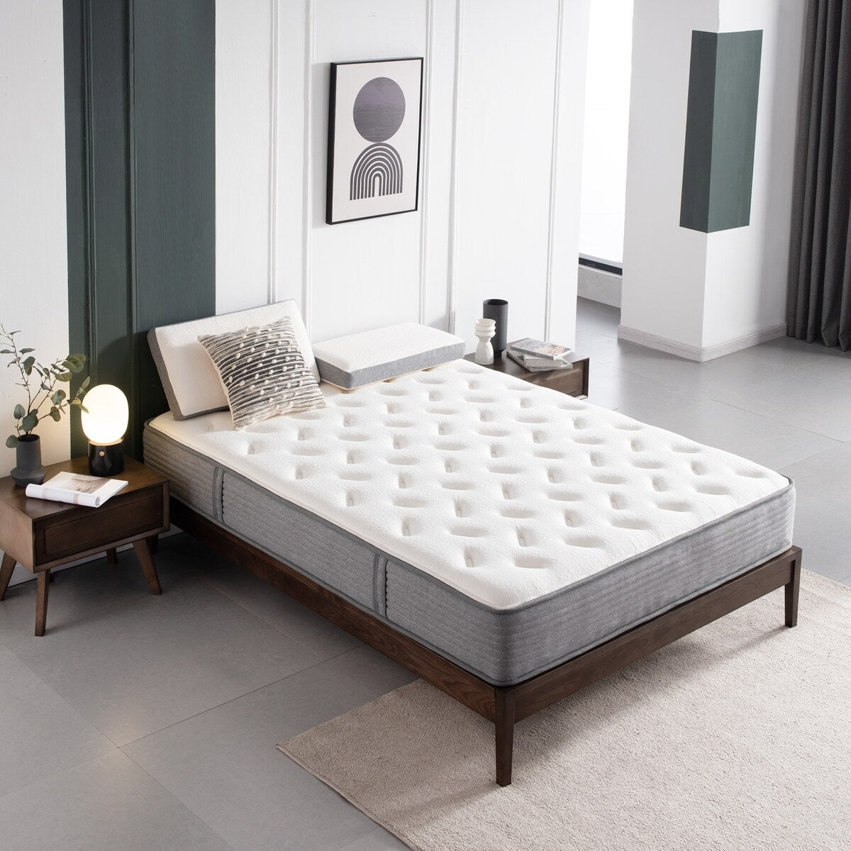 Matelas à ressorts ensachés en mousse à mémoire de forme, soutien du sommeil, sensation de fermeté moyenne, livré dans une boîte