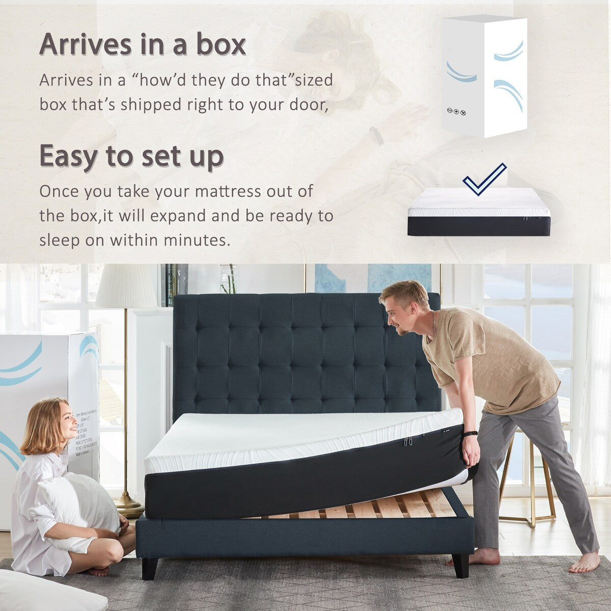 Matelas en mousse à mémoire de forme gel 12 pouces, très grand lit - Peluche