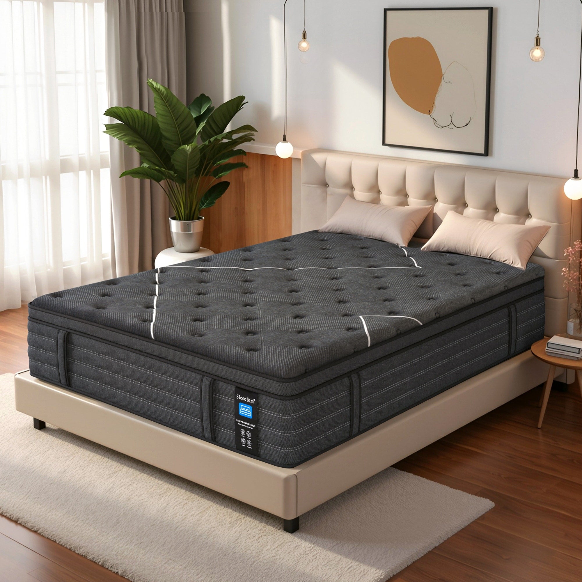 Matelas hybride à plateau-coussin de 14 po avec support à ressorts ensachés, extra ferme