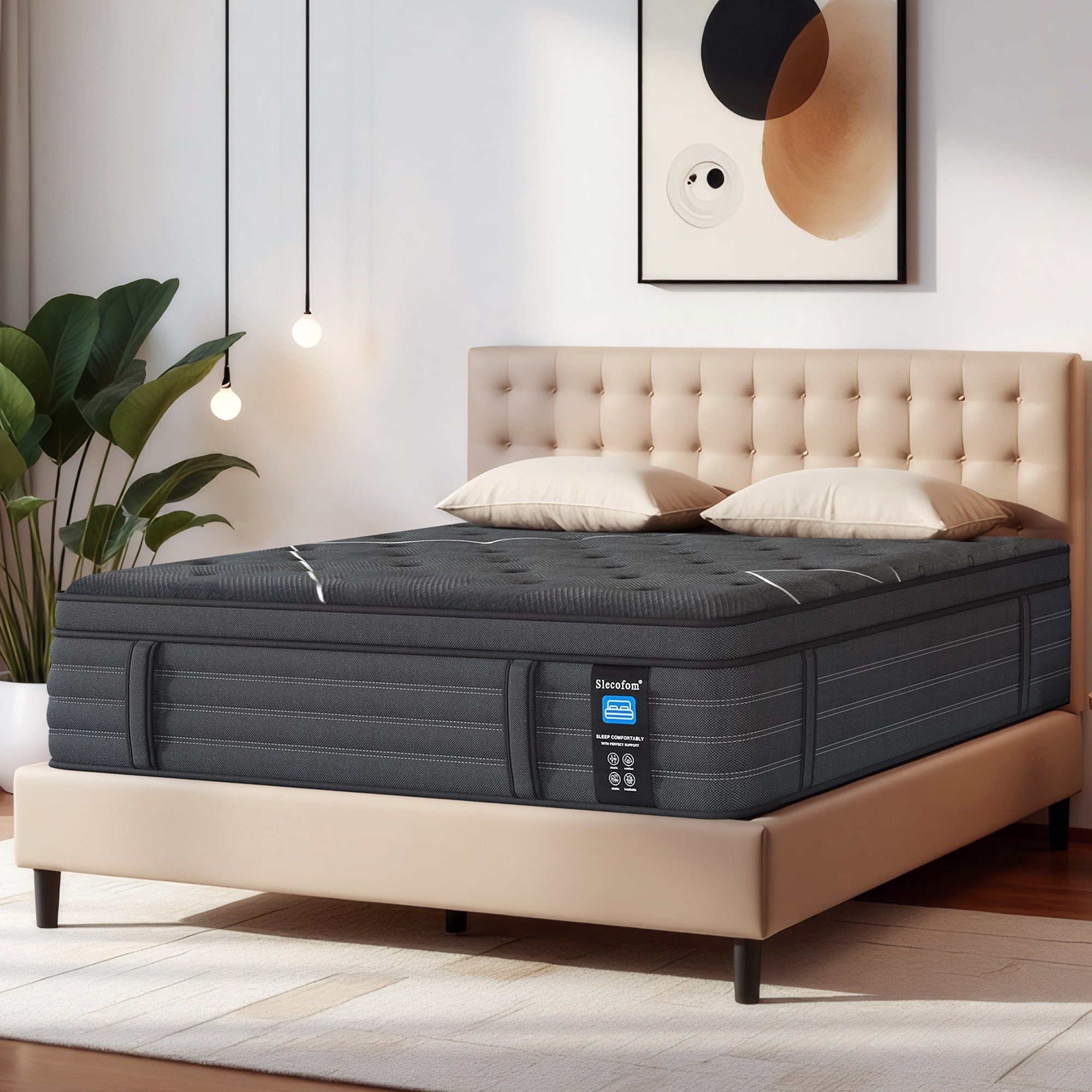 Matelas hybride à plateau-coussin de 14 po avec support à ressorts ensachés, extra ferme