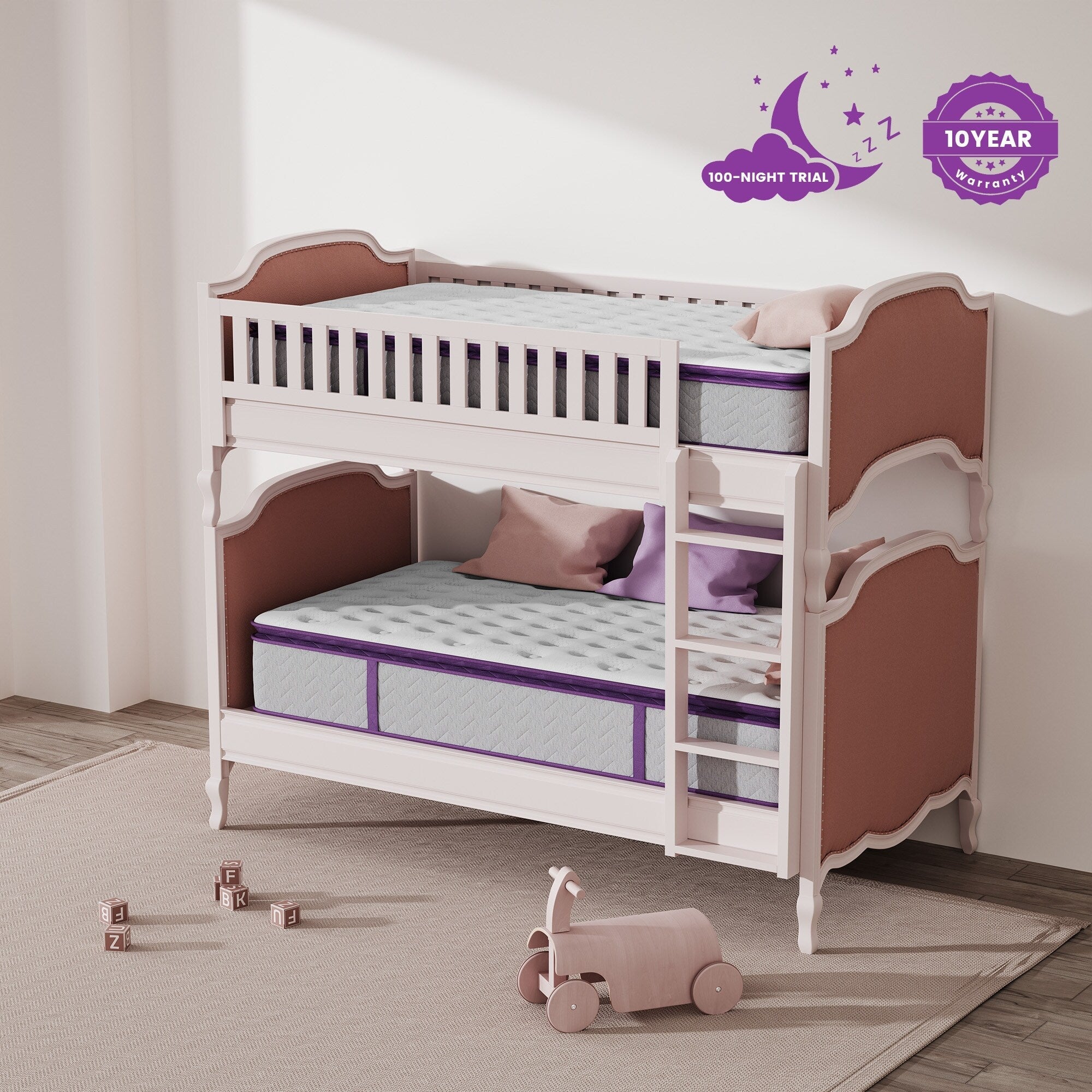 Matelas hybride à ressorts ensachés et mousse à mémoire de forme de 10 pouces, matelas à plateau-coussin
