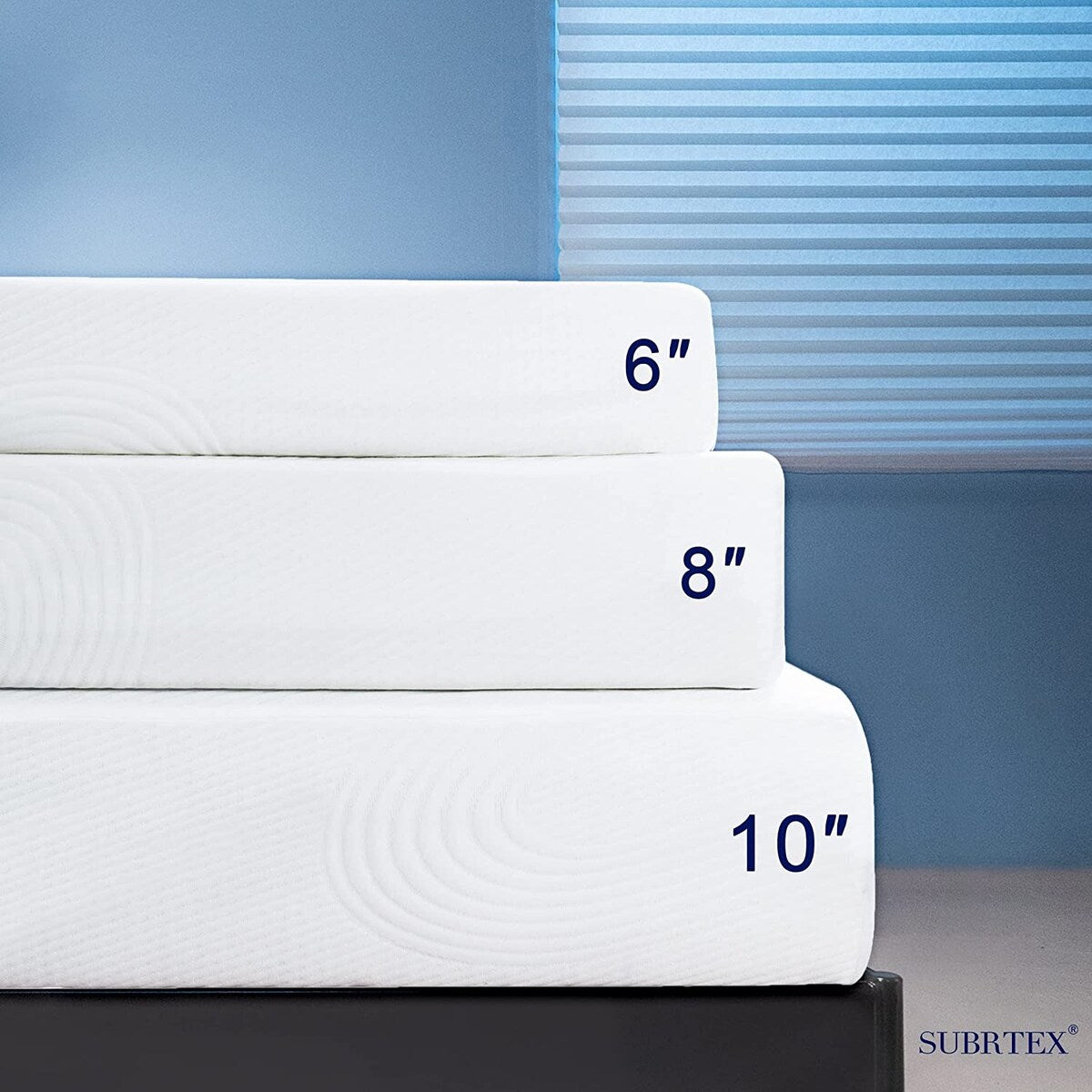 Matelas en mousse à mémoire de forme infusé de gel Subrtex de 8 pouces avec housse