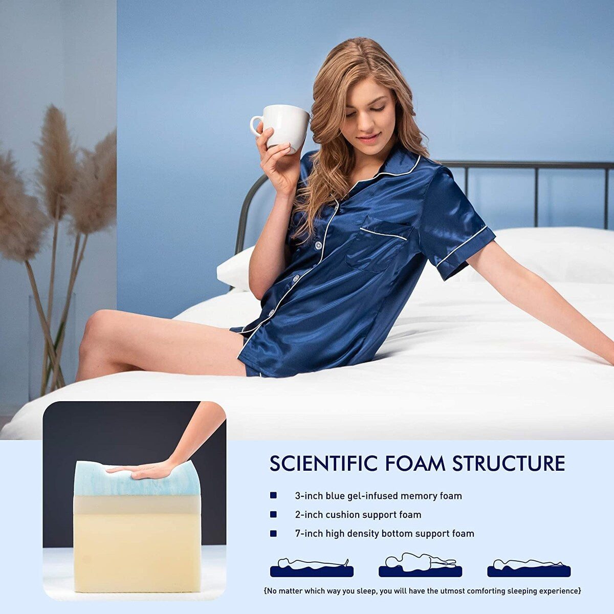Matelas en mousse à mémoire de forme infusé de gel Subrtex de 8 pouces avec housse