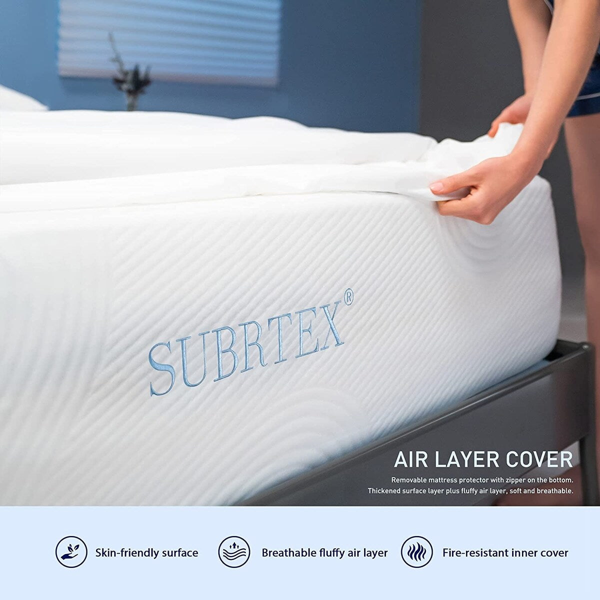 Matelas en mousse à mémoire de forme infusé de gel Subrtex de 8 pouces avec housse