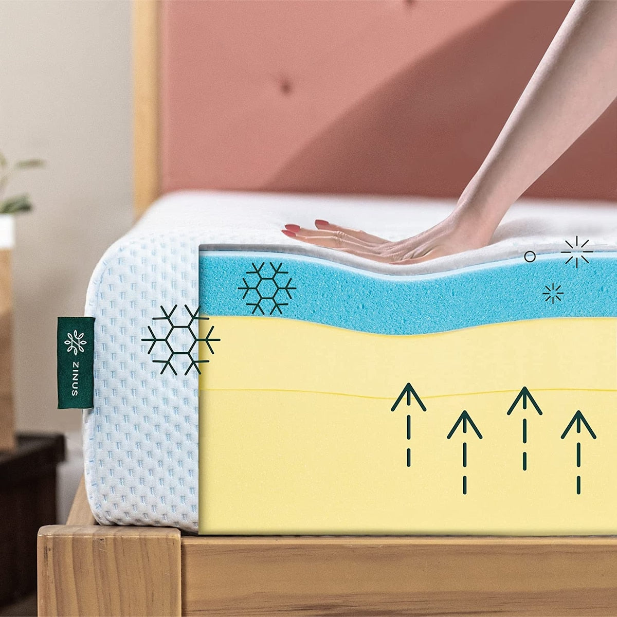 Matelas ZINUS 10 pouces en mousse à mémoire de forme au thé vert, gel rafraîchissant, soulageant la pression, certifié CertiPUR-US