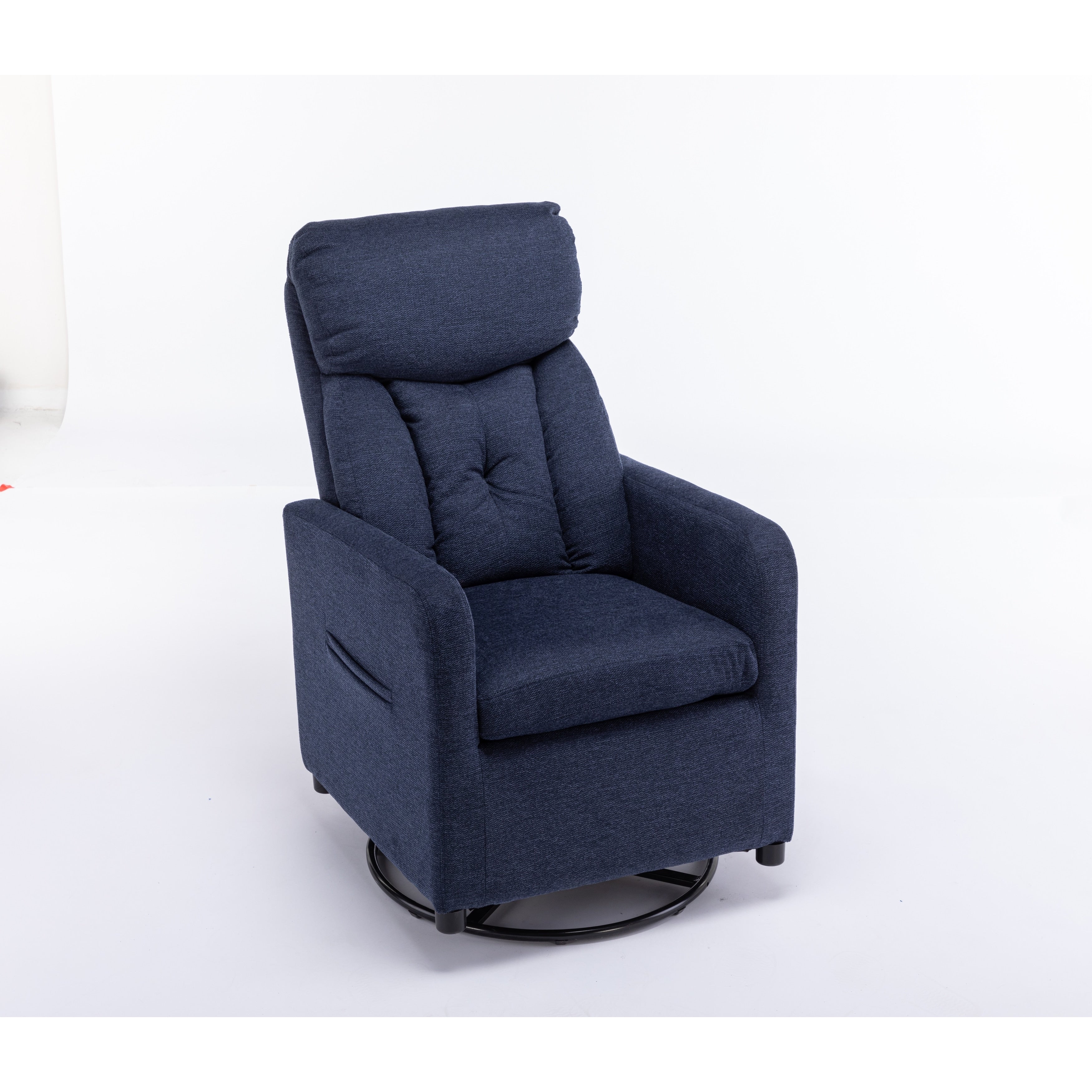 022-Fauteuil à bascule pivotant en tissu de lin Gilder Chair avec poche