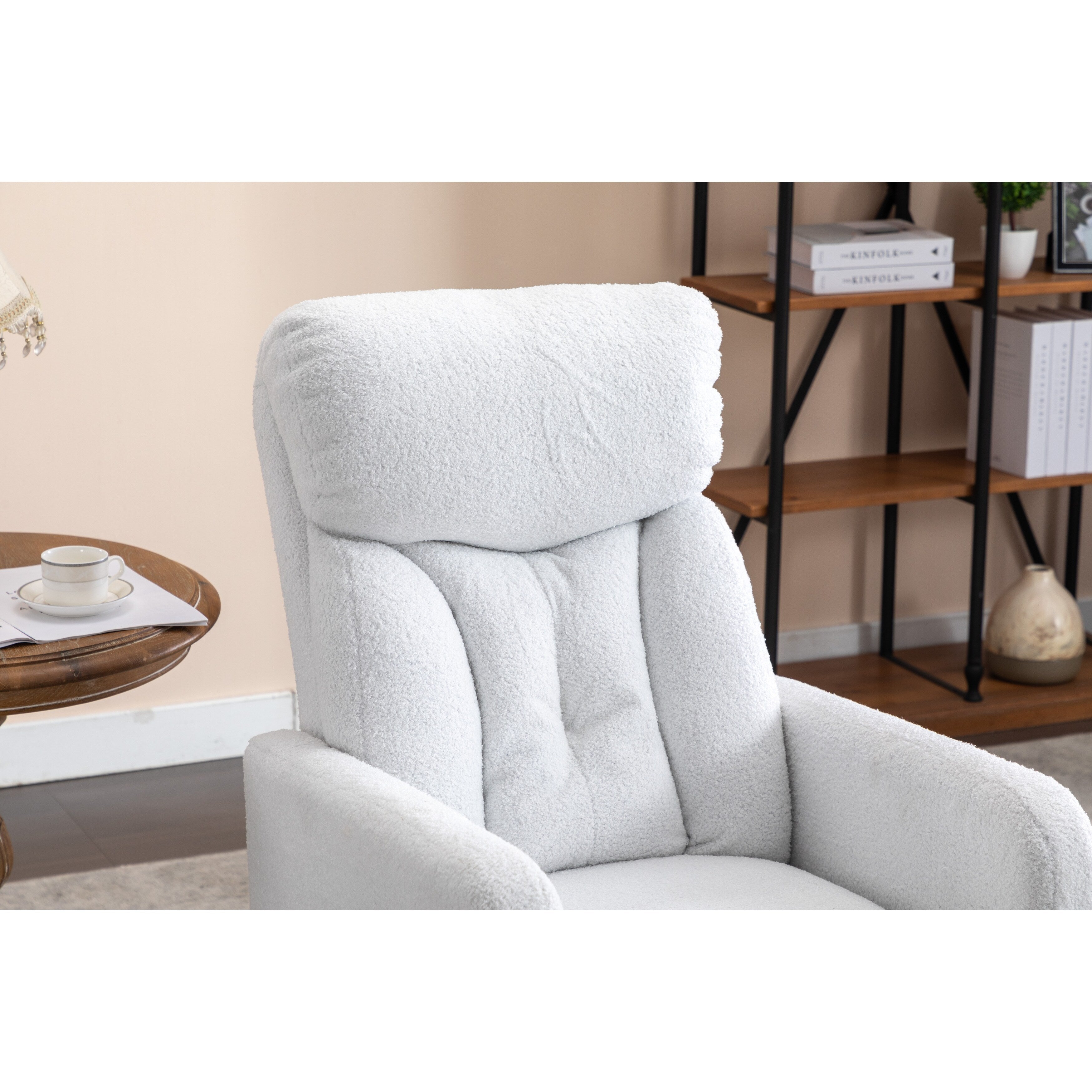 022-Fauteuil à bascule pivotant en tissu de lin Gilder Chair avec poche