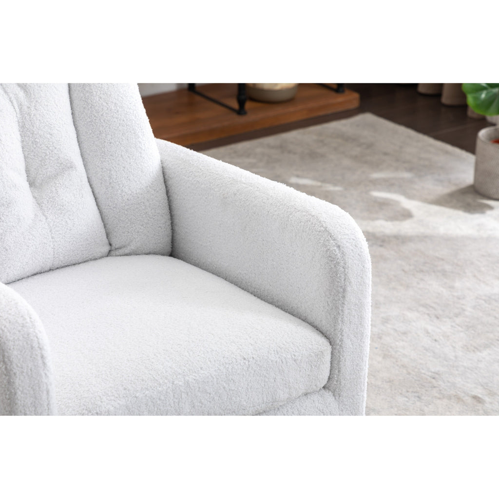 022-Fauteuil à bascule pivotant en tissu de lin Gilder Chair avec poche