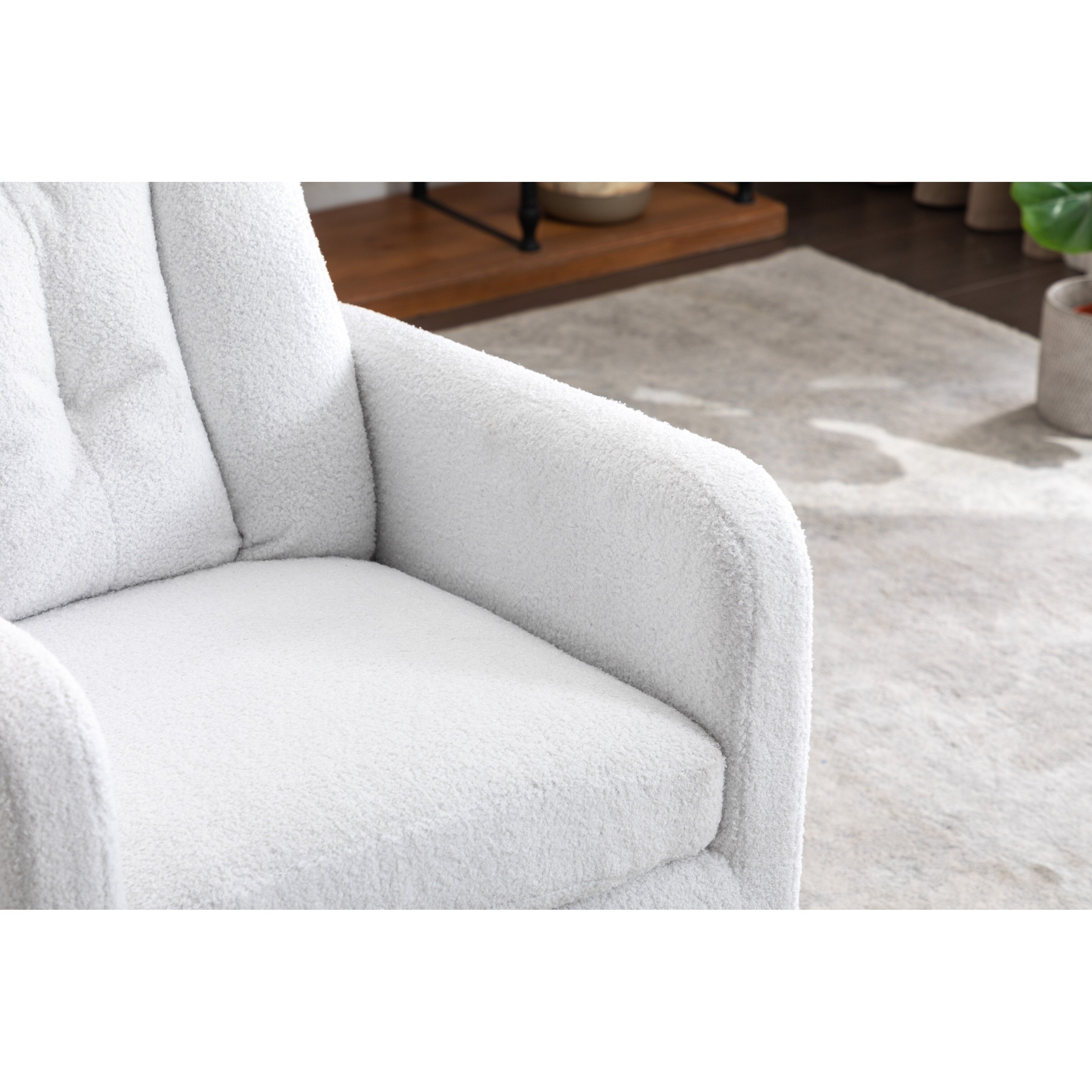 022-Fauteuil à bascule pivotant en tissu de lin Gilder Chair avec poche