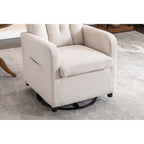 022-Fauteuil à bascule pivotant en tissu de lin Gilder Chair avec poche
