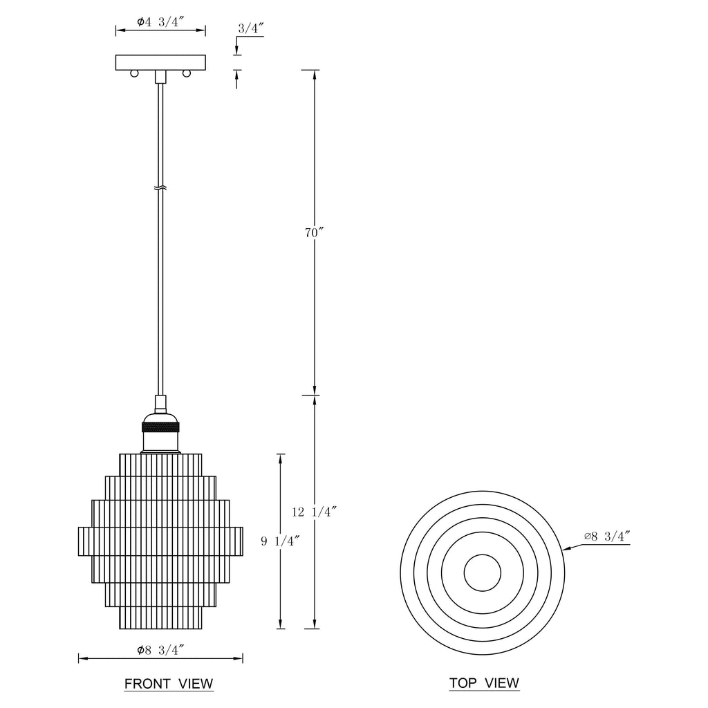 Suspension C Cattleya en laiton antique à 1 ampoule avec abat-jour en verre rayé - Laiton antique