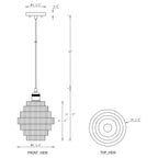 Suspension C Cattleya en laiton antique à 1 ampoule avec abat-jour en verre rayé - Laiton antique
