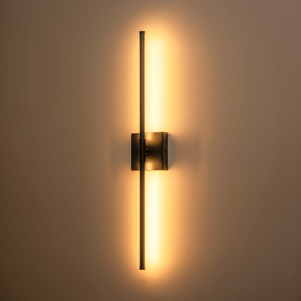 Applique murale linéaire moderne à 1 ampoule, noire/dorée/nickel, à LED, à intensité variable, pour salle de bain