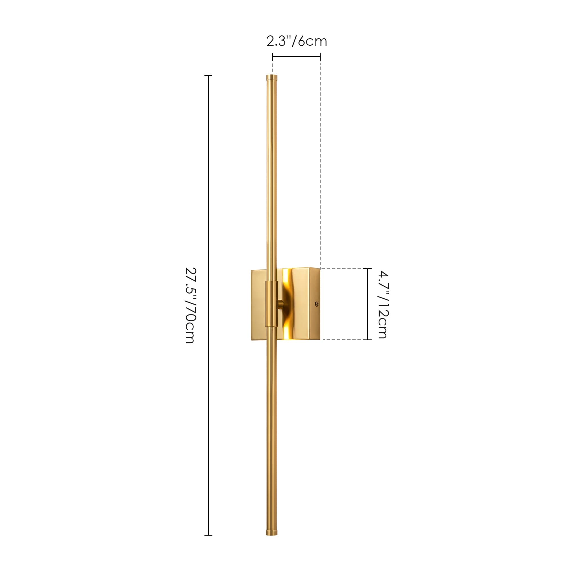 Applique murale linéaire moderne à 1 ampoule, noire/dorée/nickel, à LED, à intensité variable, pour salle de bain