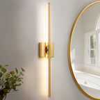 Applique murale linéaire moderne à 1 ampoule, noire/dorée/nickel, à LED, à intensité variable, pour salle de bain