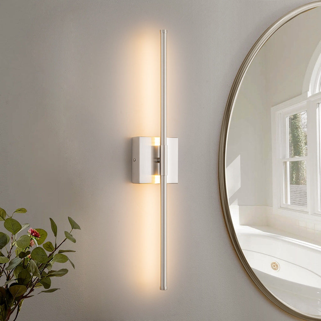 Applique murale linéaire moderne à 1 ampoule, noire/dorée/nickel, à LED, à intensité variable, pour salle de bain