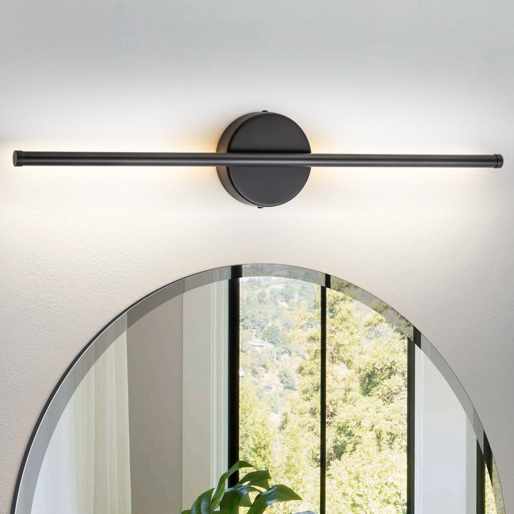 Applique murale linéaire moderne à 1 ampoule, noire/dorée/nickel, à LED, à intensité variable, pour salle de bain