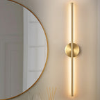 Applique murale linéaire moderne à 1 ampoule, noire/dorée/nickel, à LED, à intensité variable, pour salle de bain