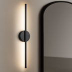 Applique murale linéaire moderne à 1 ampoule, noire/dorée/nickel, à LED, à intensité variable, pour salle de bain