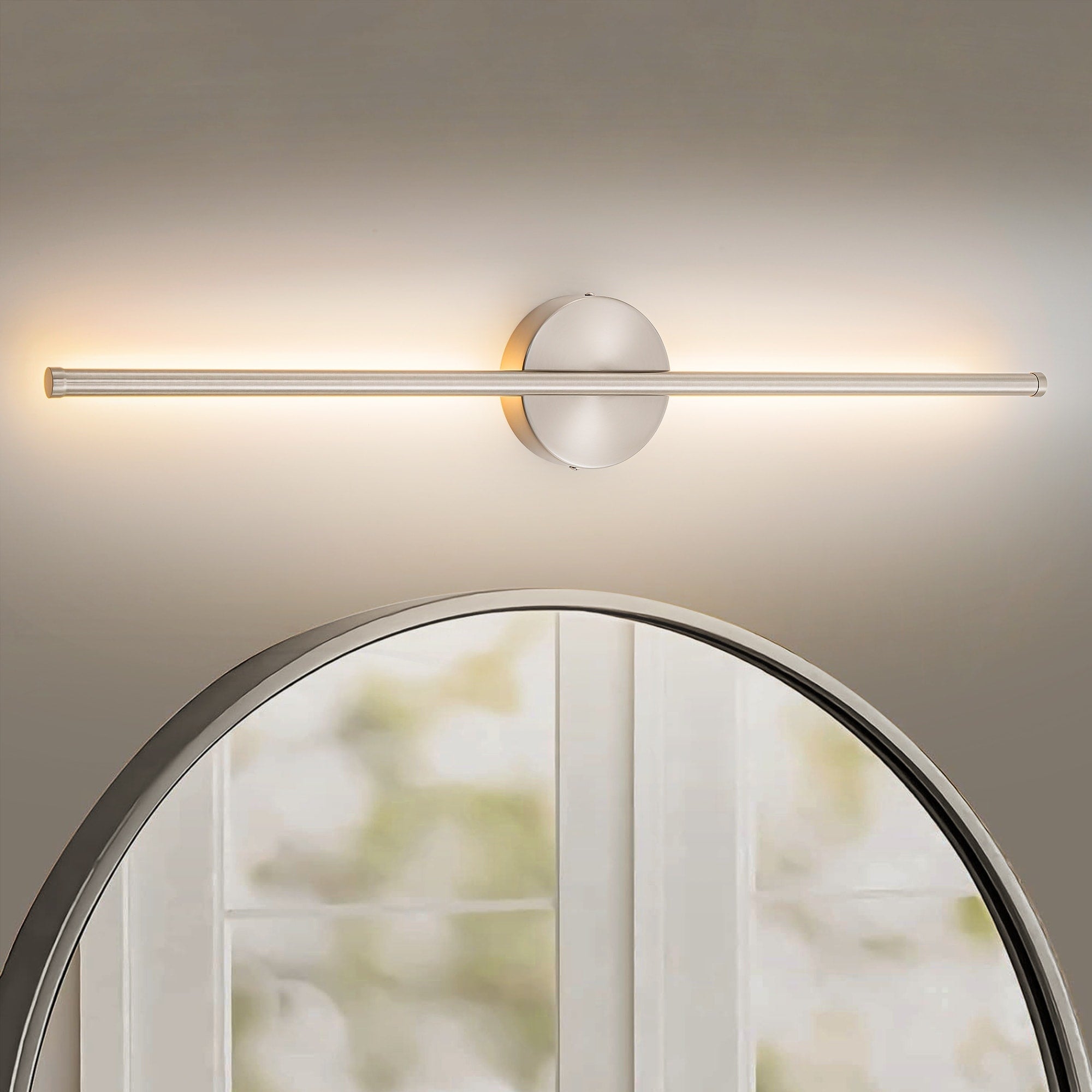 Applique murale linéaire moderne à 1 ampoule, noire/dorée/nickel, à LED, à intensité variable, pour salle de bain