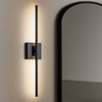Applique murale linéaire moderne à 1 ampoule, noire/dorée/nickel, à LED, à intensité variable, pour salle de bain