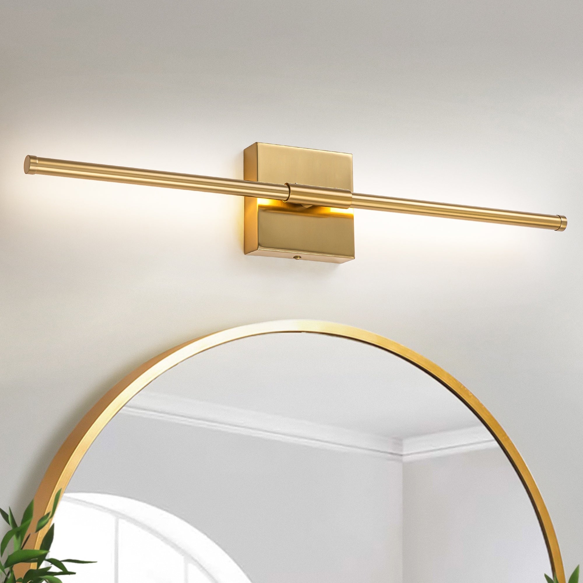 Applique murale linéaire moderne à 1 ampoule, noire/dorée/nickel, à LED, à intensité variable, pour salle de bain