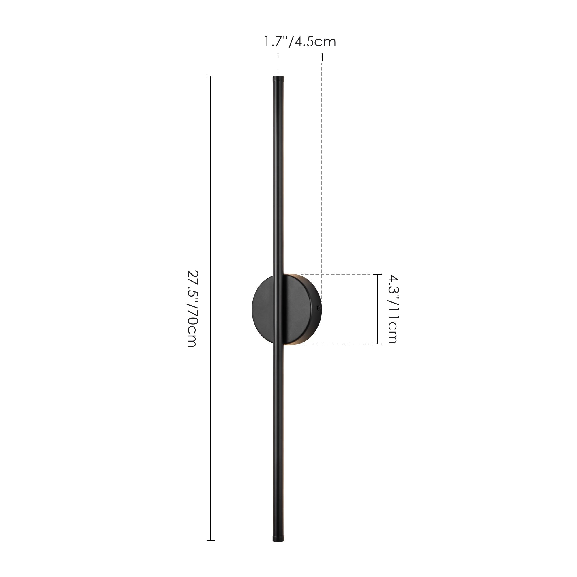 Applique murale linéaire moderne à 1 ampoule, noire/dorée/nickel, à LED, à intensité variable, pour salle de bain