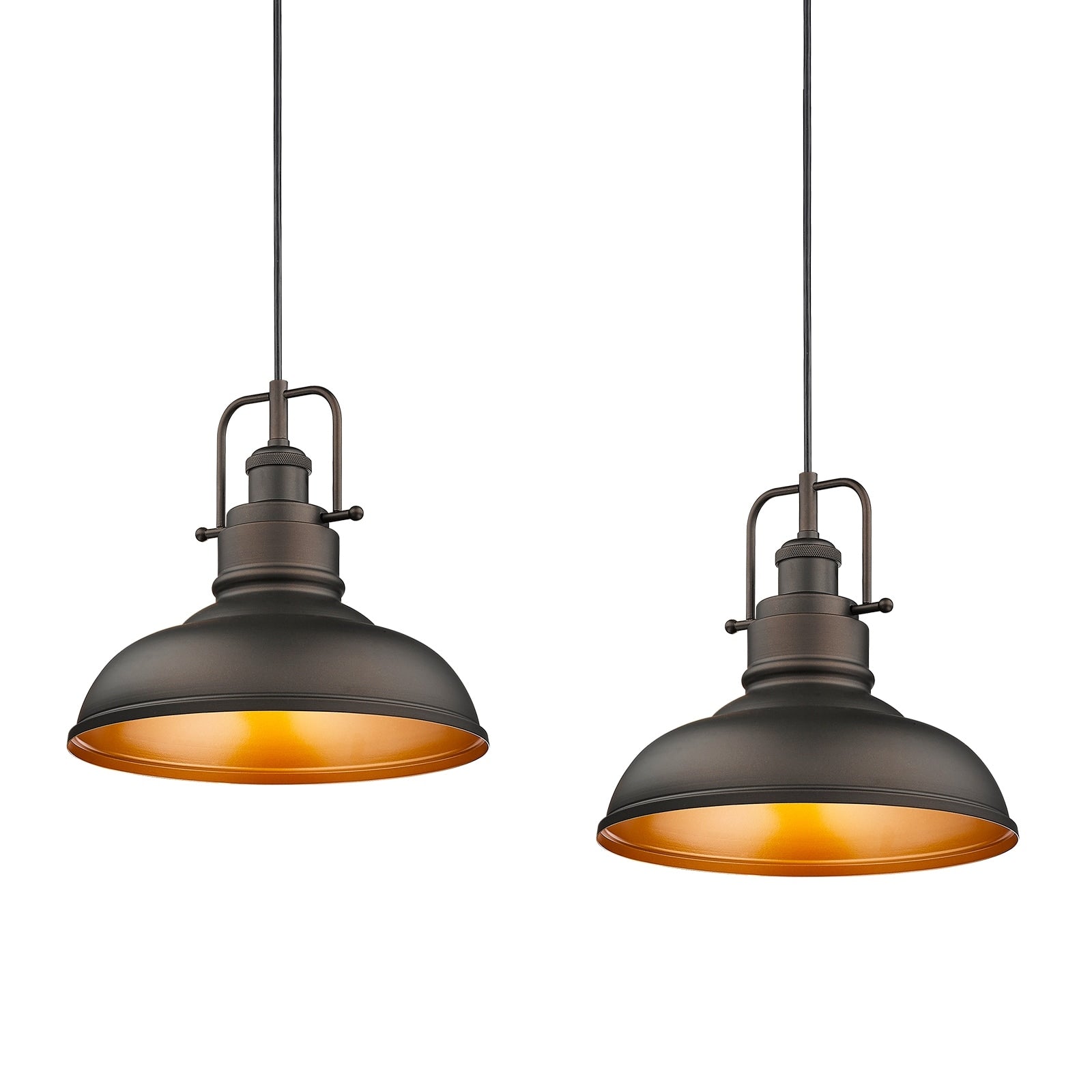 Suspension à dôme en métal de style industriel à 1 ampoule, finition bronze huilé