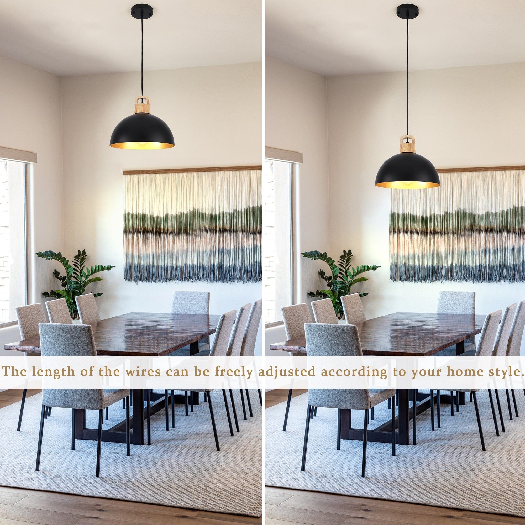 Luminaire suspendu moderne à 1 lumière avec interrupteur enfichable pour îlot de cuisine