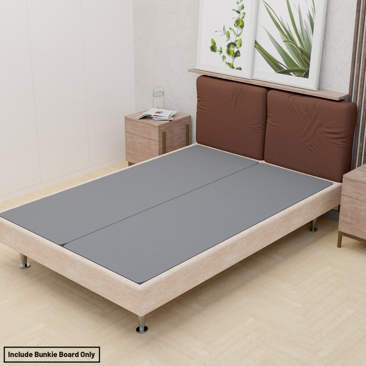 Planche de couchage entièrement assemblée de 1,5 pouce pour support de matelas/lit, lot de 2 - Gris