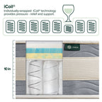 Matelas hybride matelassé Comfort Support de 10 pouces, ressorts ensachés pour une isolation optimale des mouvements, soutien des bords, Queen, blanc