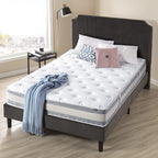 Matelas hybride matelassé Comfort Support de 10 pouces, ressorts ensachés pour une isolation optimale des mouvements, soutien des bords, Queen, blanc