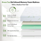 Matelas en mousse à mémoire de forme avec gel rafraîchissant (25 cm) / Mousse à gel rafraîchissante / Soulagement de la pression / Certifié CertiPUR-US / Lit-en-boîte