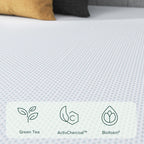 Matelas en mousse à mémoire de forme rafraîchissante au thé vert (25 cm), sans fibre de verre, mousse rafraîchissante, soulageant la pression, lit tout-en-un, king size