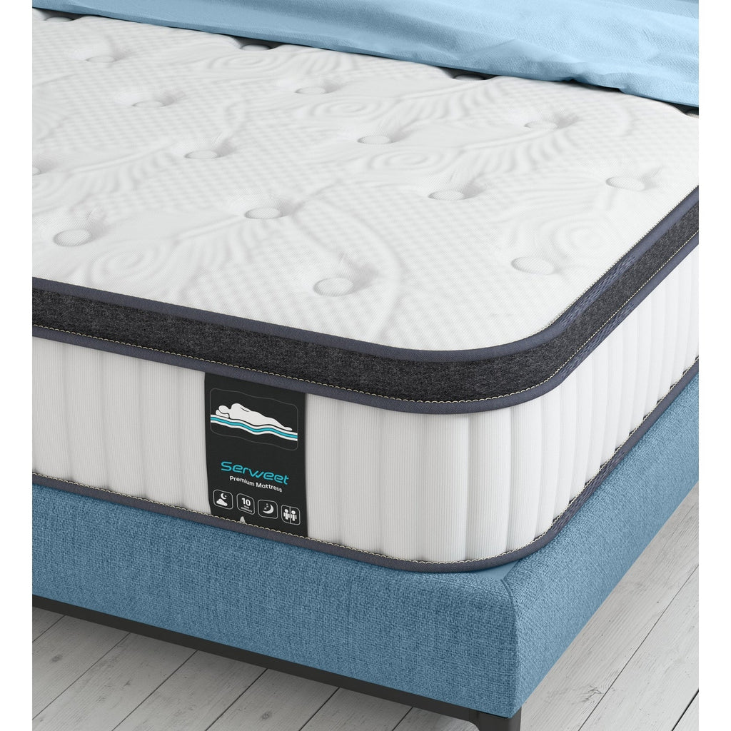 Matelas hybride à ressorts ensachés en mousse à mémoire de forme de 25 cm, confort moyen, pour chambre d'enfant ou d'amis