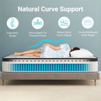 Matelas hybride à ressorts ensachés en mousse à mémoire de forme de 25 cm, confort moyen, pour chambre d'enfant ou d'amis