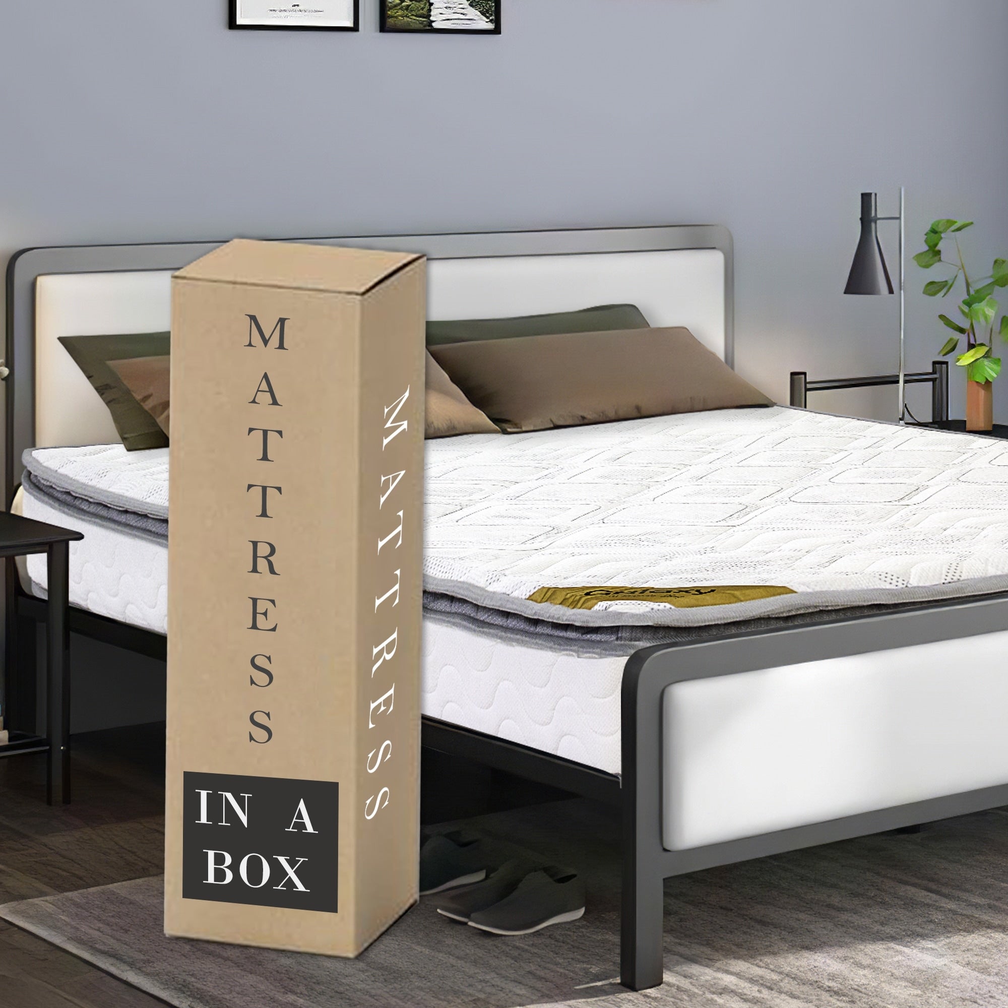 Matelas à ressorts ensachés en mousse moyennement ferme de 9 pouces, entièrement assemblé, bon pour le dos.
