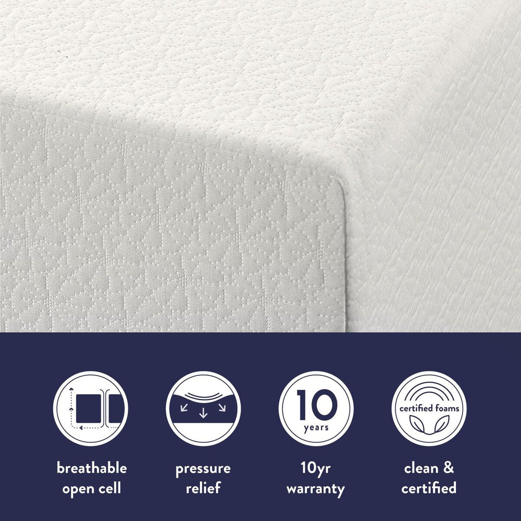 Matelas en mousse à mémoire de forme au thé vert de 10 pouces