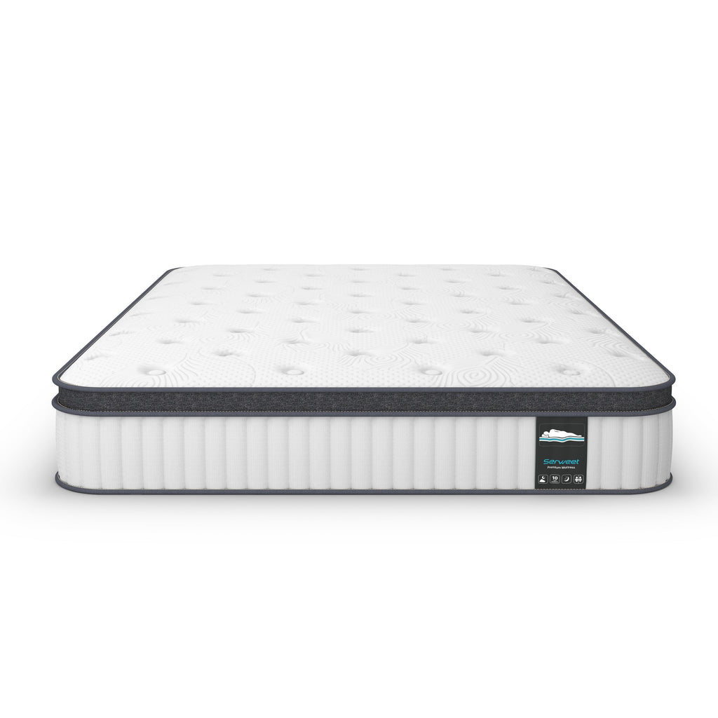 Matelas hybride Euro Top en mousse à mémoire de forme et ressorts ensachés de 10 pouces, matelas dans une boîte