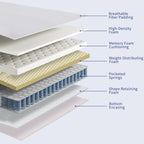 Matelas haut de gamme en mousse à mémoire de forme et ressorts ensachés de 25 cm, Eruo Top Mattress