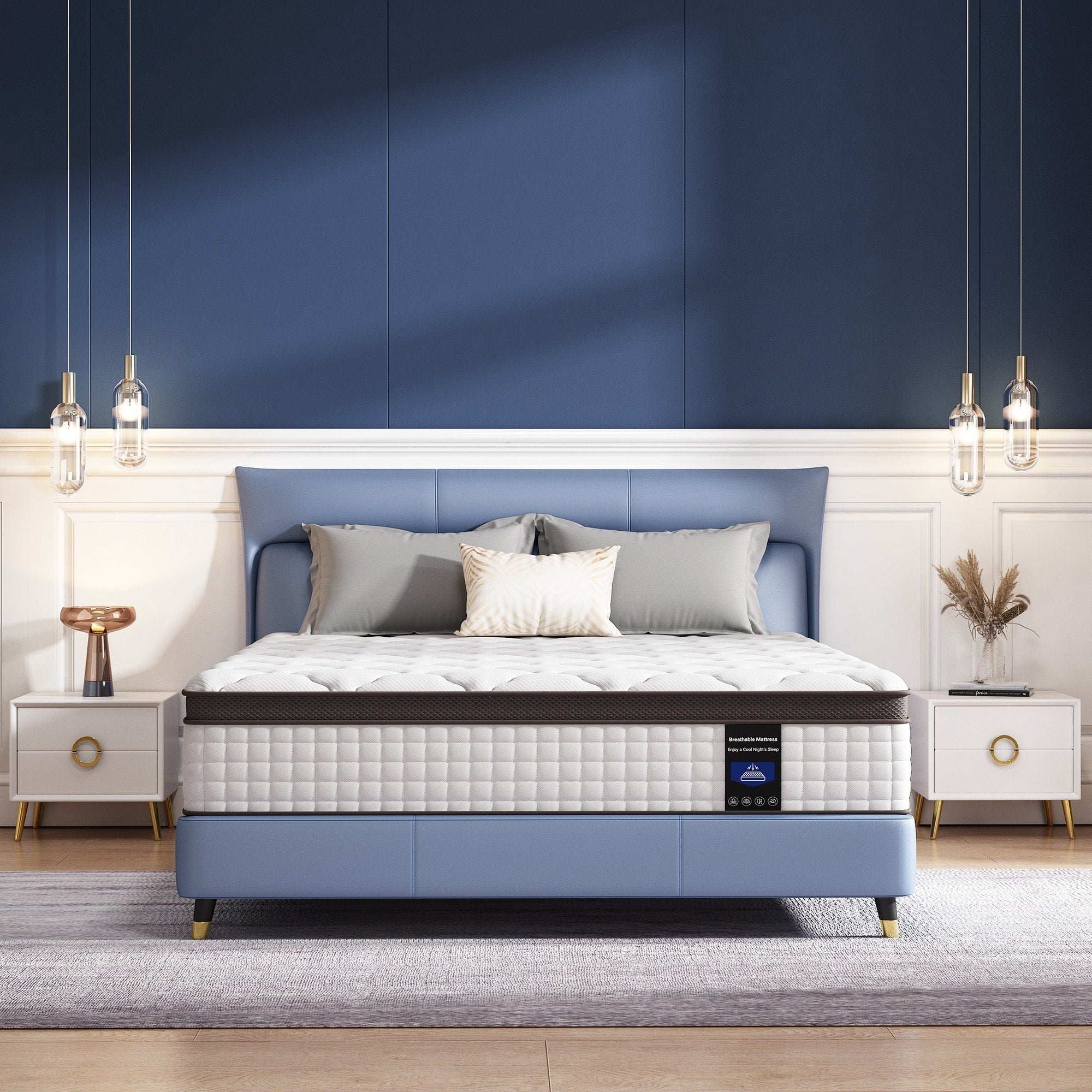 Matelas haut de gamme en mousse à mémoire de forme et ressorts ensachés de 25 cm, Eruo Top Mattress