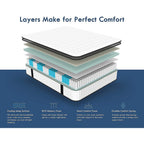 Matelas hybride à ressorts ensachés et plateau-coussin pour lit simple, 10 po, en mousse viscoélastique et gel de taille moyenne