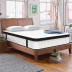 Matelas hybride à ressorts ensachés et plateau-coussin pour lit simple, 10 po, en mousse viscoélastique et gel de taille moyenne