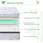 Matelas en mousse à mémoire de forme de 10 pouces en gel dans une boîte, soulageant la pression moyenne et isolant les mouvements