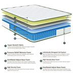 Matelas hybride en mousse à mémoire de forme de 10 pouces dans une boîte