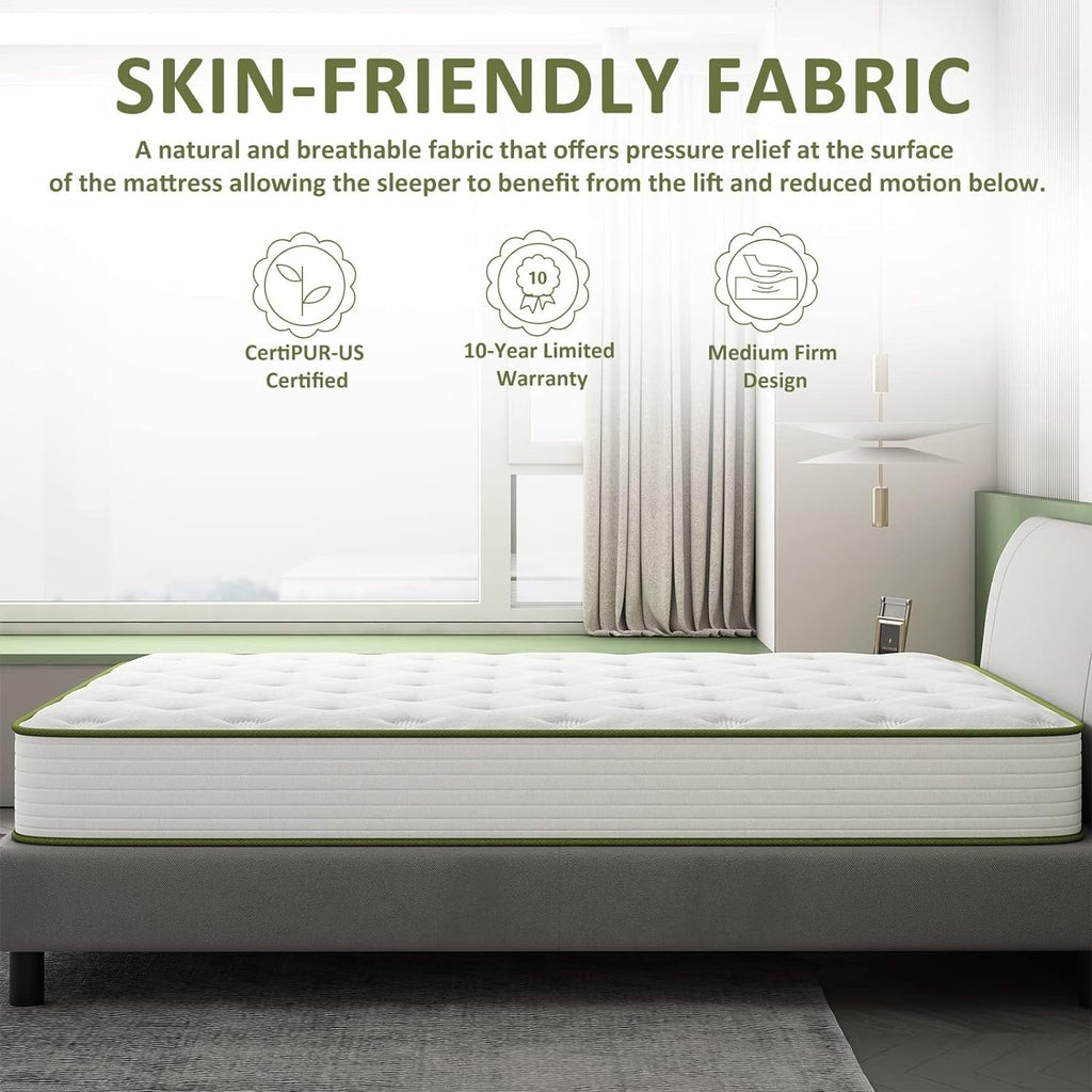 Matelas hybride en mousse à mémoire de forme de 10 pouces dans une boîte