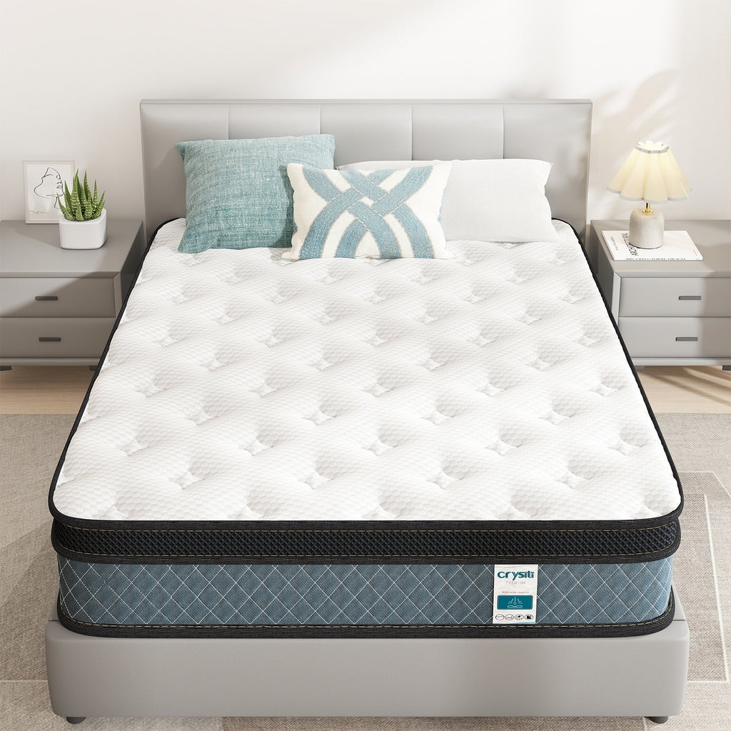 Matelas en mousse à mémoire de forme de 10 pouces et ressorts ensachés - Blanc