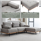 Canapé en L en tissu de 100,7 po avec pouf amovible et pieds en métal