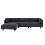 Canapé sectionnel en polyester 102,4 L avec repose-pieds réversible, coussins épais et pieds en plastique